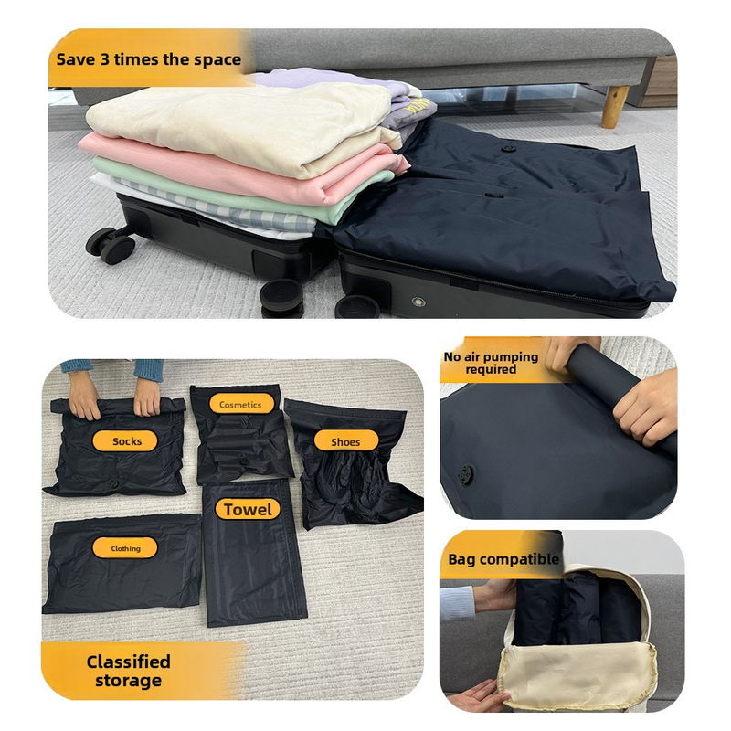 Oxford stoffen handgerolde compressie opbergzakken - ruimtebesparende reis- en thuisorganizer (geen pomp nodig, 2 maten, marineblauw)_voghion.com