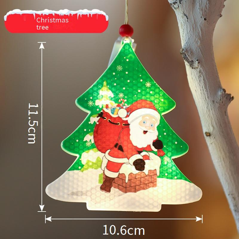 Juego de 12 luces colgantes navideñas LED: árbol festivo, copo de nieve, estrella, calcetín, decoración para fiestas navideñas en interiores._voghion.com