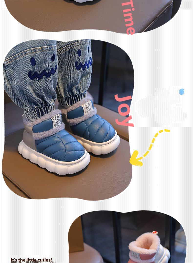 Zapatos de bebé con PU impermeable y piel para niños medianos y pequeños_voghion.com