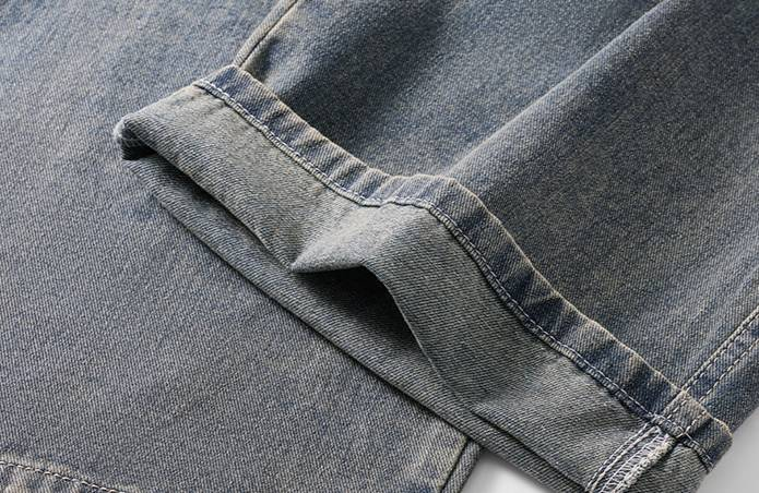 Men’s Vintage Washed Denim Pants – Retro Streetwear, Loose-Fit Straight-Leg With Drawstring Waist & High Elasticity (S-4XL, Multiple Colors)_voghion.com