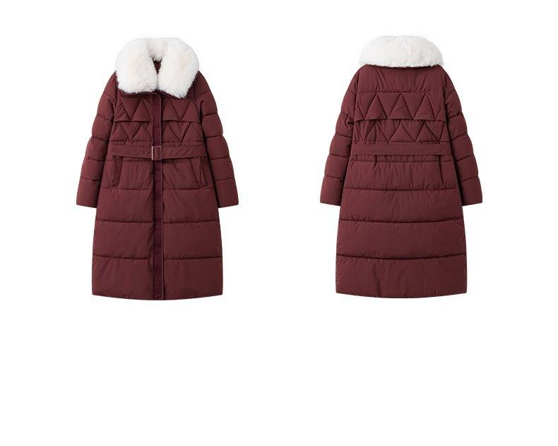 Abrigo largo acolchado con cuello de piel sintética para mujer, chaqueta de plumón gruesa de invierno para tallas pequeñas y grandes, abrigo extragrande y cálido con bolsillos._voghion.com