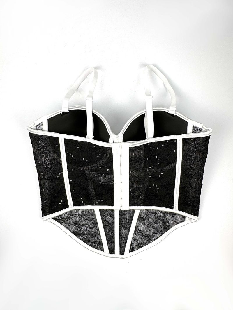 Women's Clothing New Slim Sexy See Through Mesh Vest Suspender Low Cut Contrast Color Waist Slim Breathable Body Shaping Fishbone Bra_voghion.com