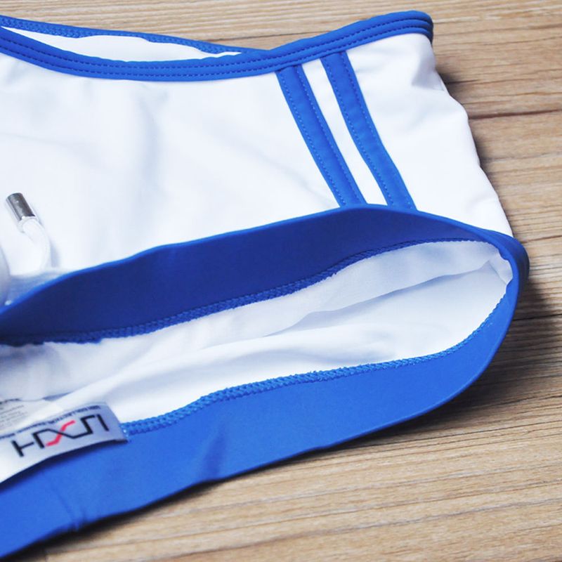 UXH Men's Boxer Fashionable Close-fitting Sexy White Swimming Four-corner Swim Trunks For Men_voghion.com