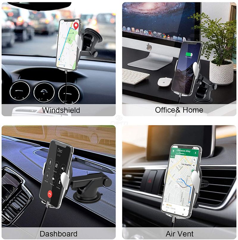 Universal Wireless Car Phone Charger Mount Holder Automatic Clamping_voghion.com