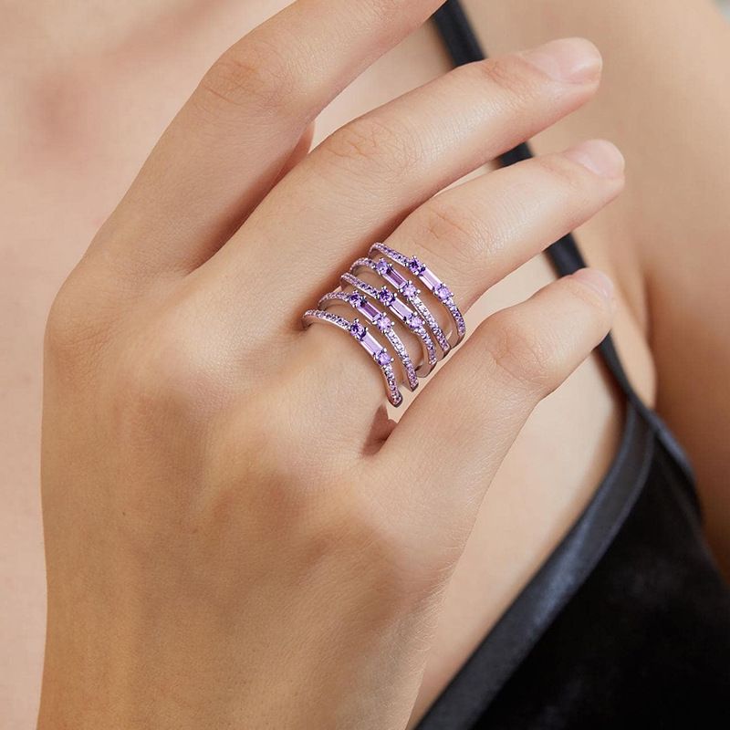 Damenschmuck, einzigartiges geometrisches stapelbares Zirkonring-Set, hypoallergen und anlaufgeschützt, verblasst nicht, kleine Chargen gewickelter Zirkonringe_voghion.com