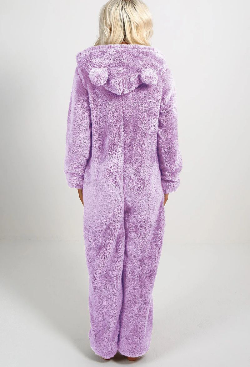 Damenbekleidung, gemütlicher Fleece-Overall mit Kapuze – warme lange Winterhose für Damen, hohe Elastizität, Übergröße erhältlich, lässiges einteiliges Outfit_voghion.com