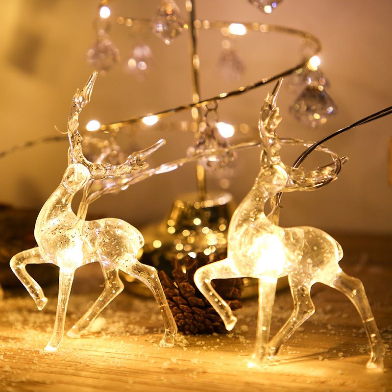 Guirlande lumineuse LED de Noël en forme de renne, blanc chaud et multicolore, avec piles, USB ou prise secteur, décoration d'intérieur/extérieur pour la maison, le centre commercial ou l'hôtel._voghion.com