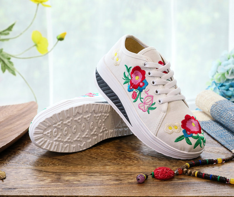 Zapatos deportivos informales de lona para niña, con bordado de tela y un solo pie._voghion.com