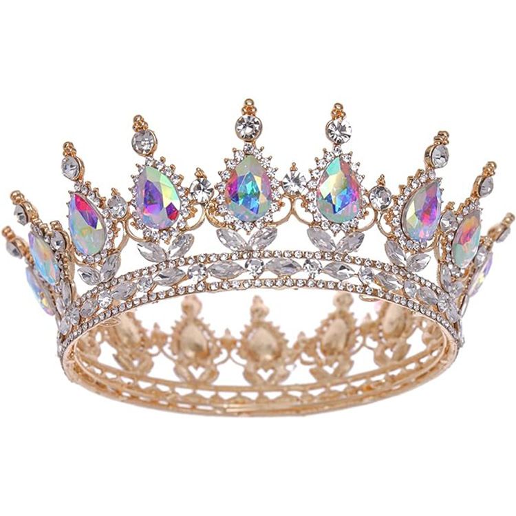 Barocke runde Krone, Legierung, Kopfschmuck, Braut, Hochzeitskleid, Zubehör, Geburtstag, Erwachsene, Zeremonie, runde Krone_voghion.com