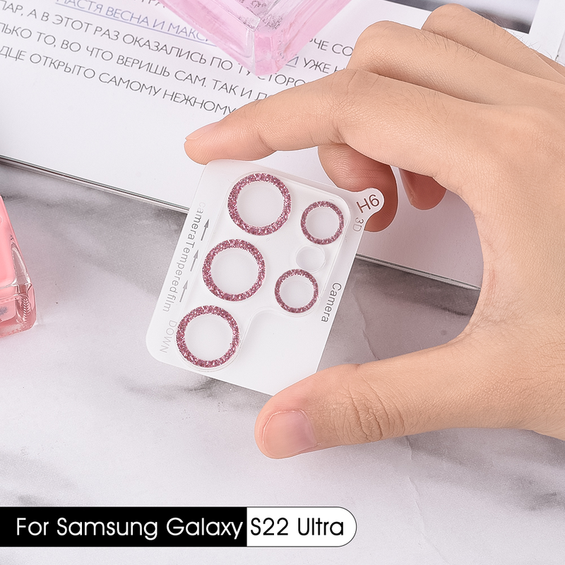 Luksuslik sädelev objektiivikile Samsung Galaxy S23 S22 Ultra Plus 5G täiskaanega karastatud klaasist S23 S22 kaamera objektiivikaitse_voghion.com