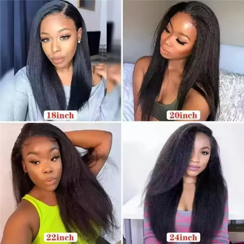 Äkta HD Lace Front Yaki Rak Peruk 13*4 Lace Frontal Äkta Hår Peruker_voghion.com