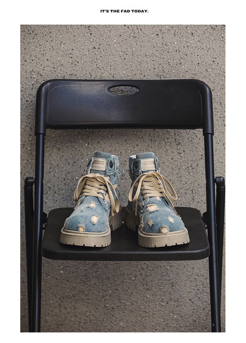 Herren-Cowboystiefel aus Denim mit dicker Sohle und halbhoher Wadenlänge – Vintage-Arbeitskleidungsstil mit EVA-Polsterung und PVC-Laufsohle_voghion.com