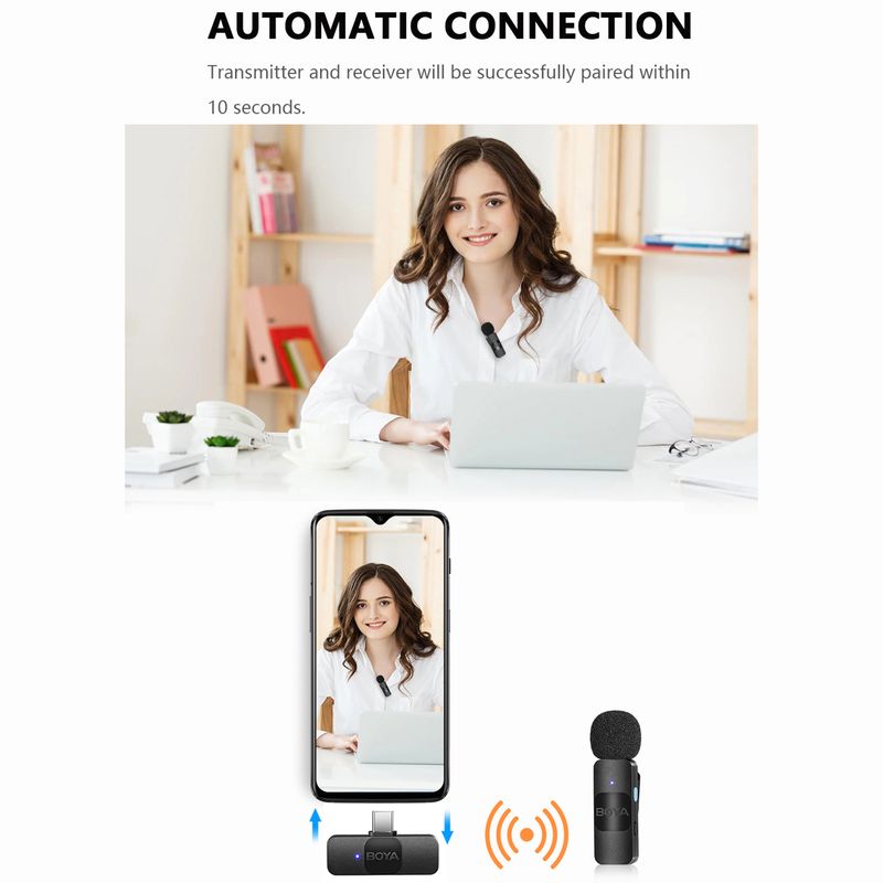 BOYA BY-V Professional Wireless Lavalier Mini Microphone for iPhone iPad Android Live Broadcast Gaming Recording_voghion.com