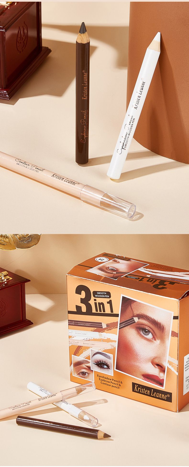KAŞ Yüksek Maliyet Performans Pratik Kapatıcı Eyeliner Dayanıklı Su Geçirmez Kaş Kalemi 3 Set_voghion.com