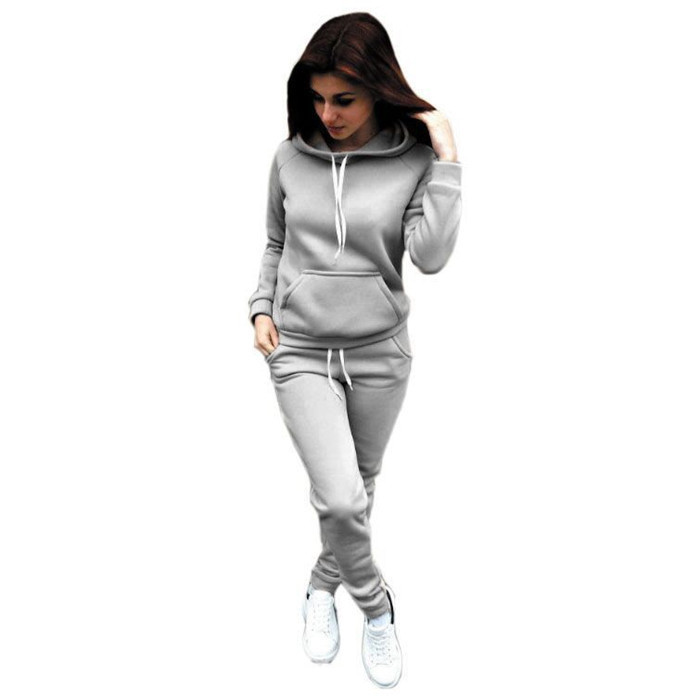 Femmes surdimensionné pulls sweats décontracté pantalons longs costume de sport fille femme hiver sweats à capuche deux pièces ensembles survêtement_voghion.com