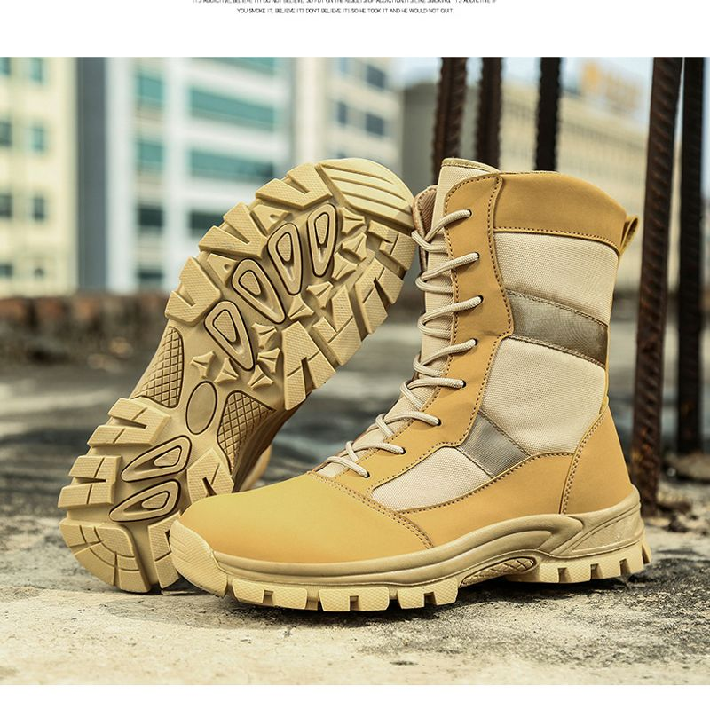 Nouvelles bottes de Combat d'extérieur montantes de couleur unie, bottes de base légères, confortables et résistantes à l'usure_voghion.com
