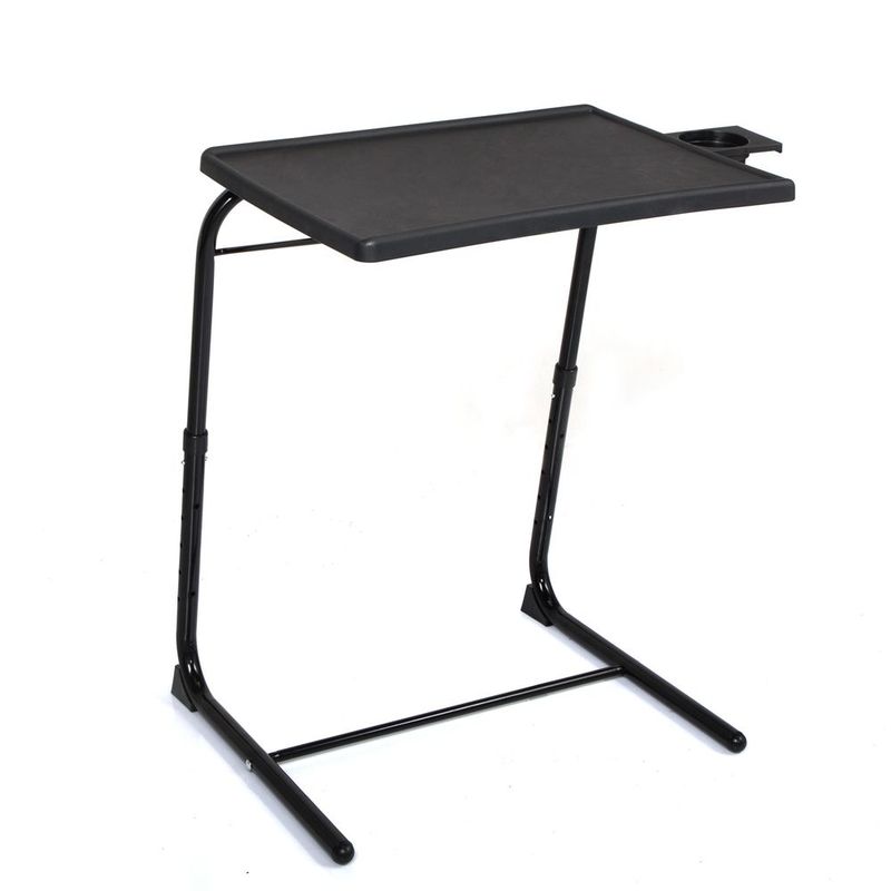 Adjustable TV Tray Table With Cup Holder; Folding TV Dinner Table With 6 Height And 3 Tilt Angle Adjustments_voghion.com