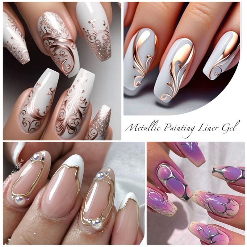 New Art Line High Density Edge Painting Metal UV Nail Gel 5ml_voghion.com