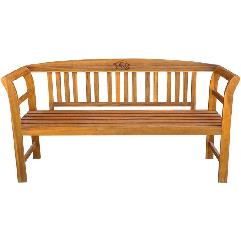 Patio Bench with Cushion 61.8" Solid Acacia Wood_voghion.com