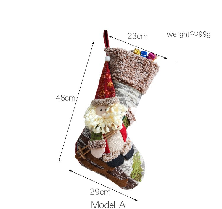Trineo para ancianos, muñeco de nieve, ciervo, calcetines navideños, adornos navideños, bolsas de regalo para niños, bolsas de dulces_voghion.com