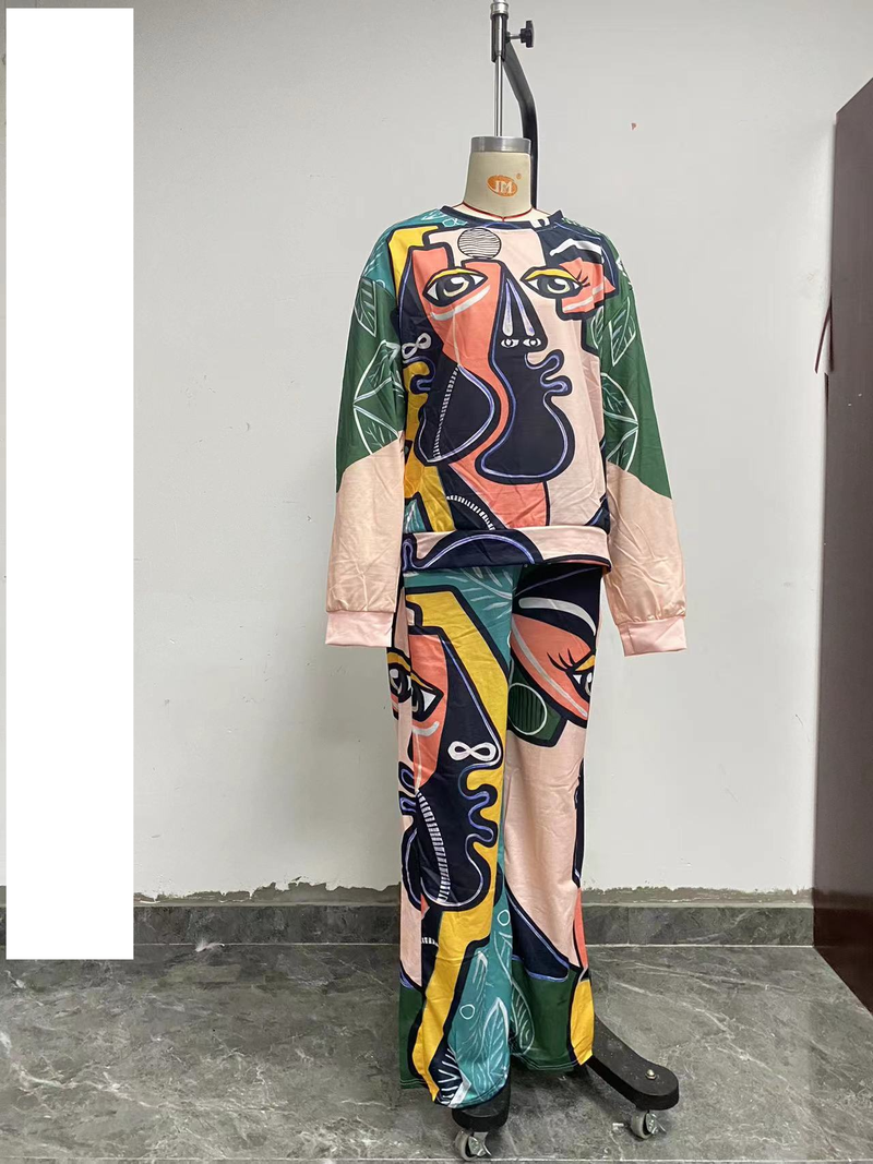 Lässiges Basic-Hoodie-Set für Damen mit Rundhalsausschnitt und lockerem Aufdruck_voghion.com