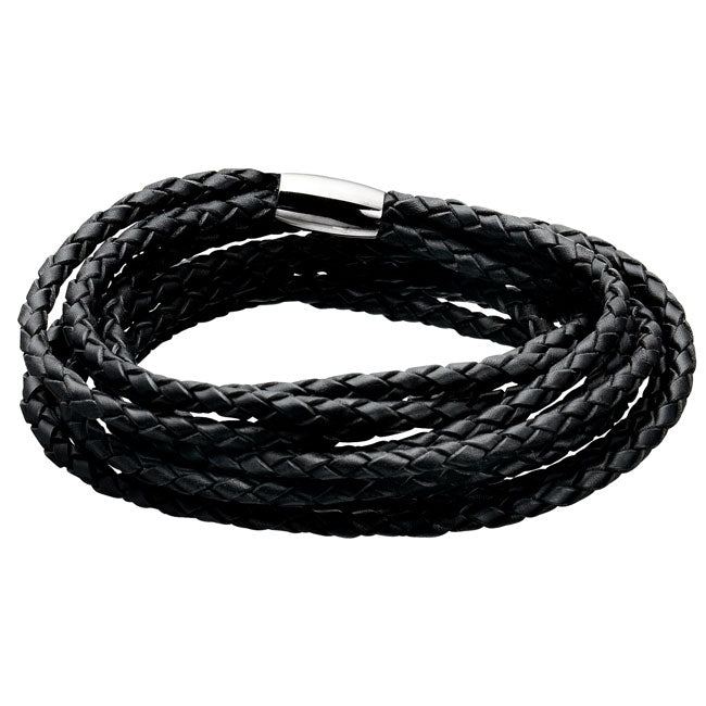 HISTOIRE par Kranz & Ziegler Triple Wrap, bracelet en cuir tressé noir à trois brins RETRAITÉ SEULEMENT 1 GAUCHE !_voghion.com