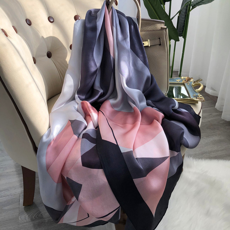 Designer-Seidenschal für Damen, leichter, luxuriöser langer Maulbeerseidenschal mit Sonnenschutz_voghion.com