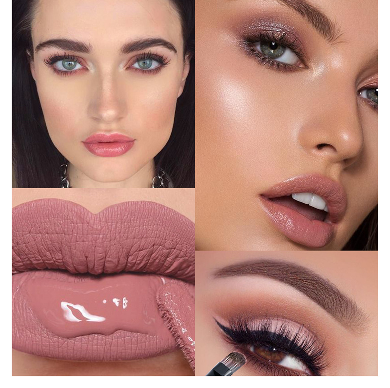 Kit TUDO EM UM Conjunto Facial Completo Sombra Brilho Labial Delineador Pincéis Bolsa de Cosméticos Produtos de Maquiagem_voghion.com