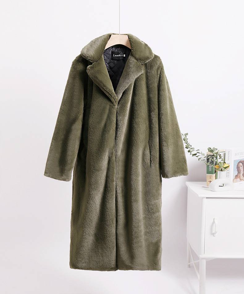 Abbigliamento da donna Cappotto invernale in pelliccia di visone sciolto e velluto, con giunture di media lunghezza, collo in pelliccia, cappotto da donna_voghion.com