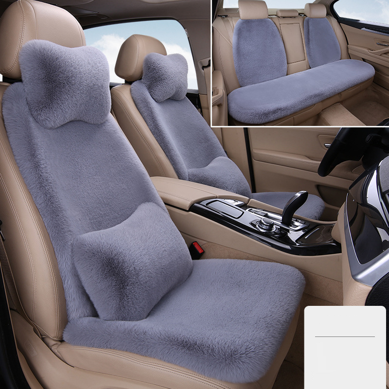 Bilsædehynde vinterplys syv dele sæt Ingen binding ryglæn varmt sædebetræk Kaninpels varm enkeltsæde firkantet hynde_voghion.com