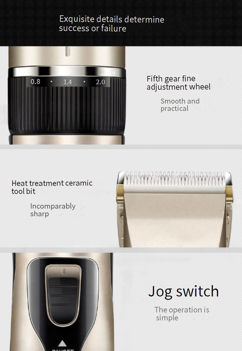 Professional Cordless Hair Clipper For Men & Kids - Titanium Alloy Blade, Powerful Brushless Motor, 5 Adjustable Guards, Rechargeable & Quiet_voghion.com