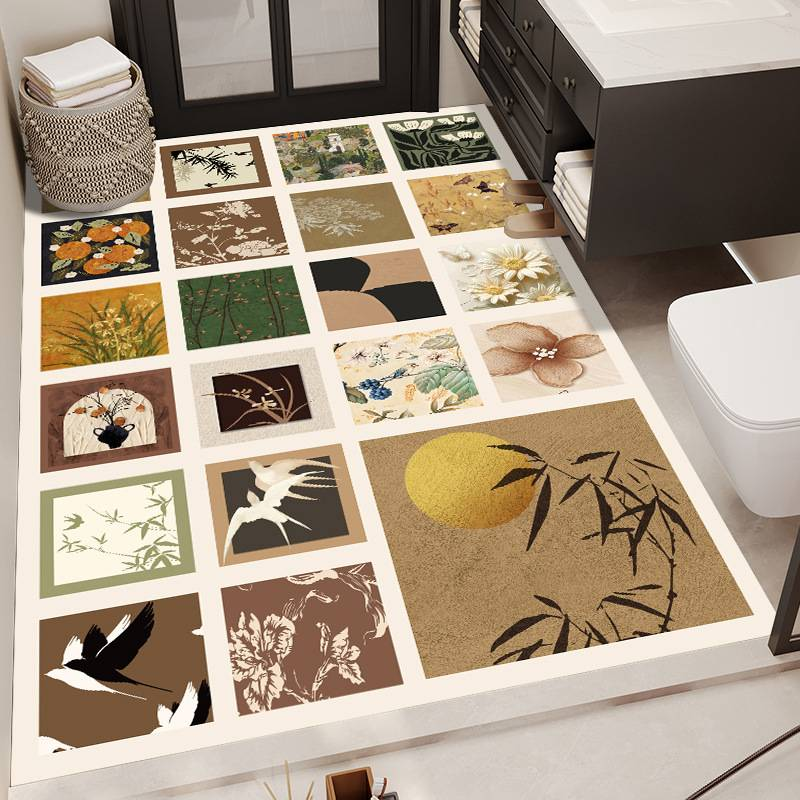 Saugfähige Badezimmermatten, hochwertige große Waschbecken im antiken Stil, große Fläche, vollständige rutschfeste Matten, mehrere Materialien_voghion.com