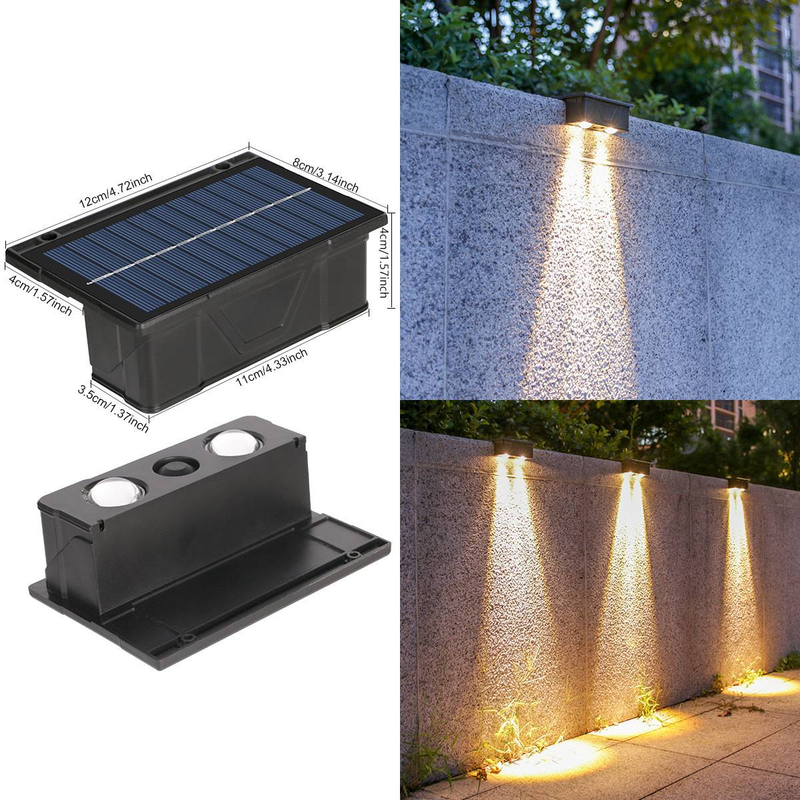 Luci solari per gradini, luci da giardino impermeabili per esterni con accensione/spegnimento automatico, LED bianco caldo per illuminazione di patio, vialetti, terrazze e recinzioni._voghion.com