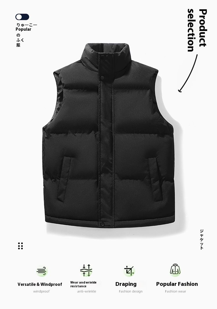 Colete acolchoado leve masculino, jaqueta sem mangas com gola alta e corte slim para o inverno, peça elegante para uso casual e urbano_voghion.com