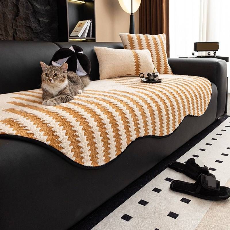 Velvet Sofa Pad – Non-Slip Irregular Chenille Cushion Cover (Luxury Checkered Design, Multi-Size Fit, Anti-Skid Base)_voghion.com