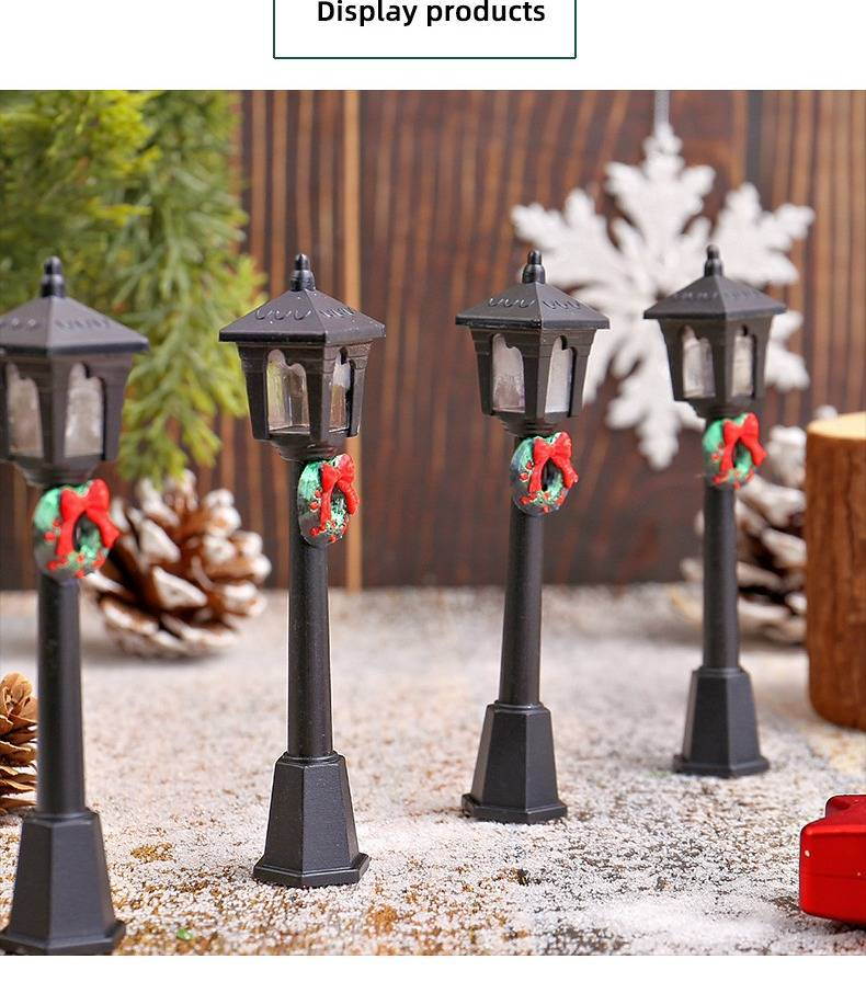 Vintage Decorative Mini Lamp Post With DIY Wreath - Set Of 5, Retro Tabletop Lantern For Christmas, Home, Garden & Party Decor_voghion.com