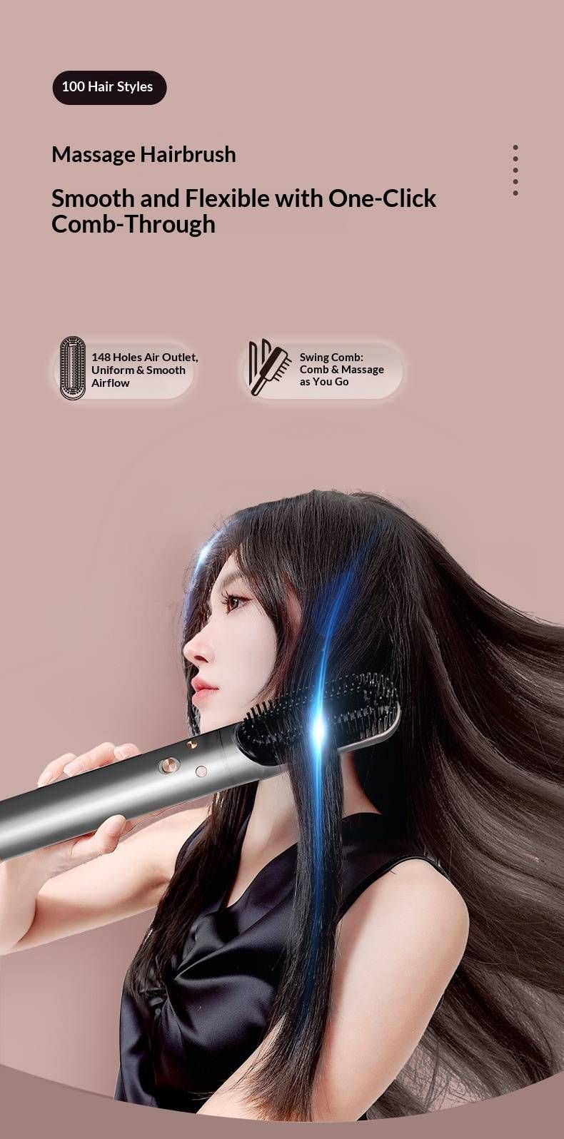 5-in-1 Bladeless Hair Dryer & Styler – 1600W Ionic AC Motor With Rotating Nozzle (220V EU/UK/US Plug, 2-Speed, Auto Curling/Straightening)_voghion.com