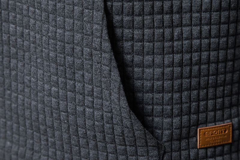 Felpa casual da uomo, taglia europea, in tessuto di cotone trapuntato a quadri, con cappuccio, in jacquard._voghion.com
