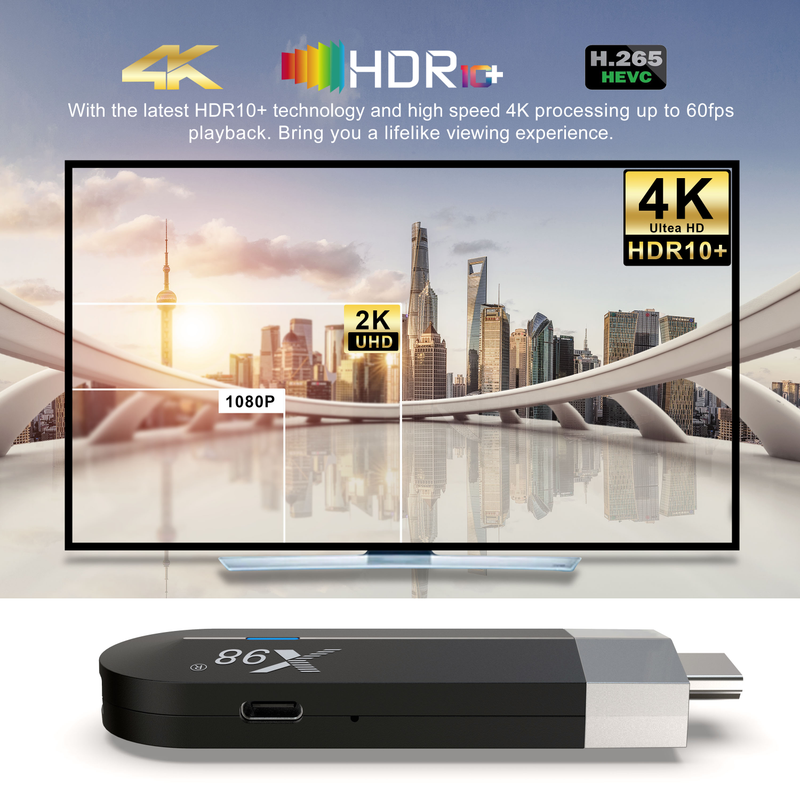 X98 S500 Android 11.0 Smart TV Box Amlogic S905Y4 2,4G/5G WiFi 4K H.265 HEVC Bluetooth Set Top Box 4GB + 32GB Mini TV Stick_voghion.com