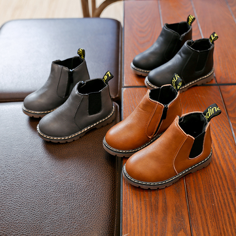 Chaussures en cuir pour garçons et filles, bottes courtes simples, Martin, Style britannique, nouvelle collection printemps et automne 2023_voghion.com