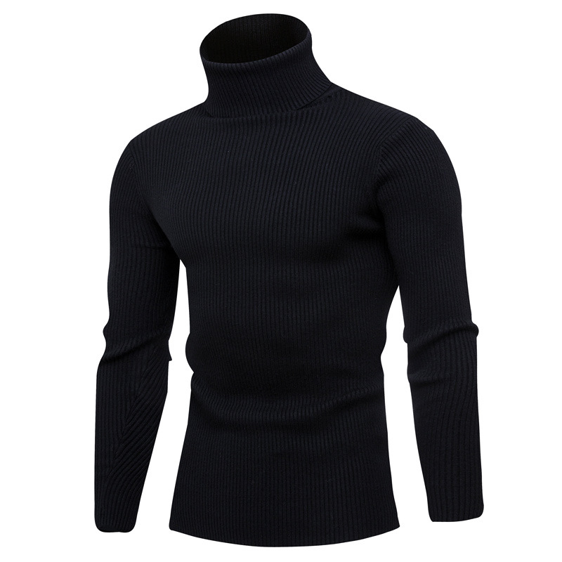Herrenbekleidung Herren Strickpullover Herbst und Winter Neuer Rollkragen Außenhandel Einfarbig Twist Bottoming Shirt Pullover für Männer_voghion.com