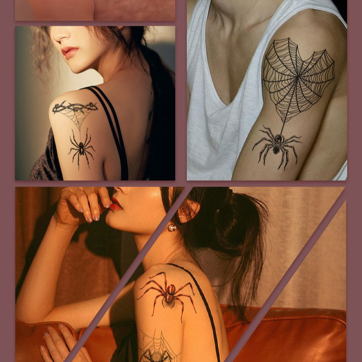 Adesivi per tatuaggi di ragni tridimensionali con simulazione di sudore impermeabile Body Art Adesivi per tatuaggi di ragnatele di Halloween_voghion.com