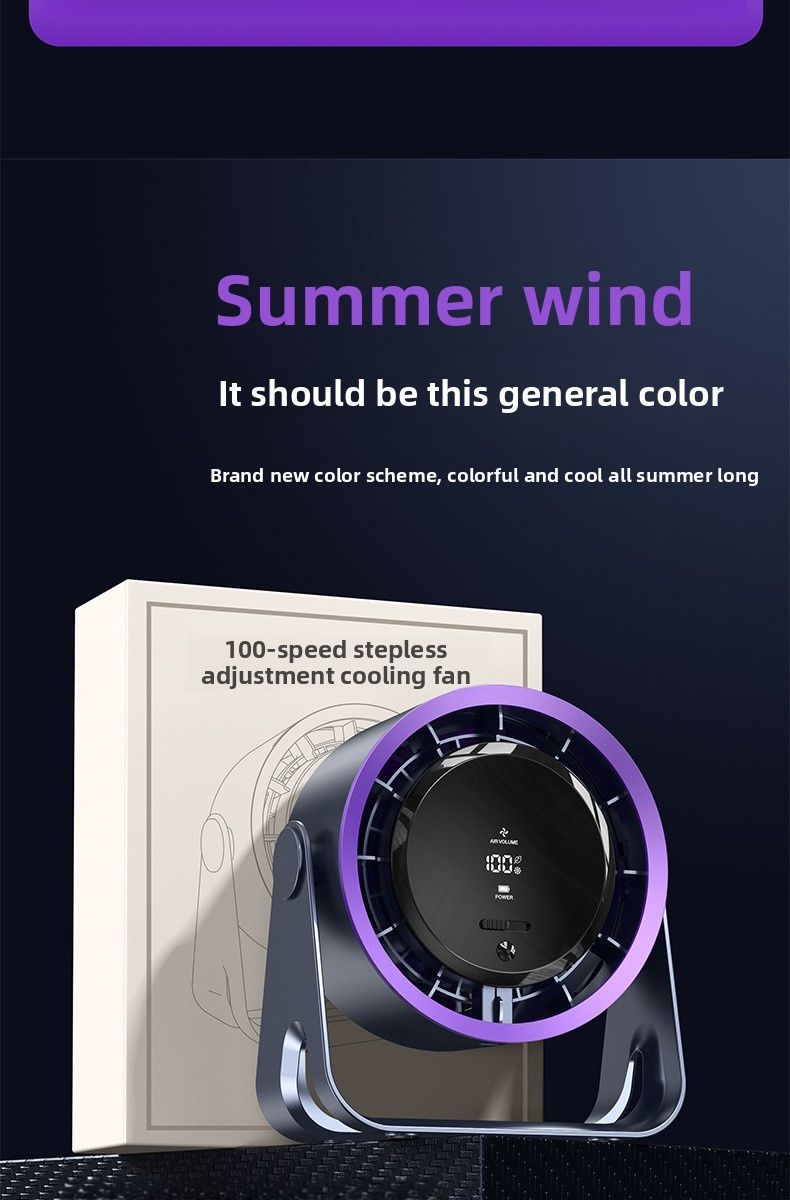 Ventilateur de bureau, chargement USB, affichage numérique, silencieux, pour bureau, dortoir, vent fort, petit format_voghion.com