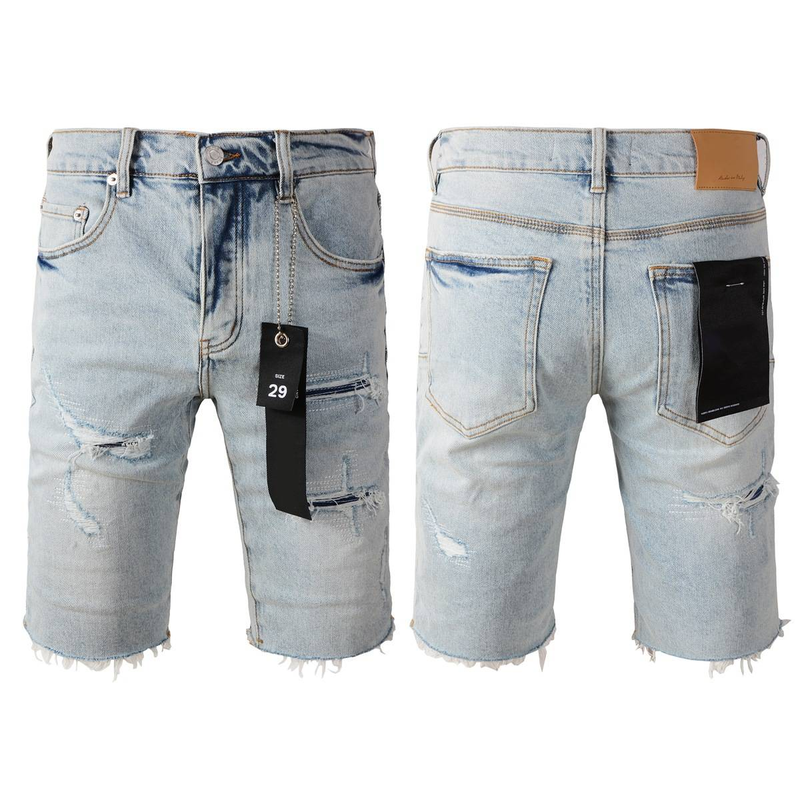 Distressed Light Wash Denim Shorts - High Waist Casual Streetwear Jeans For Women & Men (Multiple Colors & Sizes Available)_voghion.com