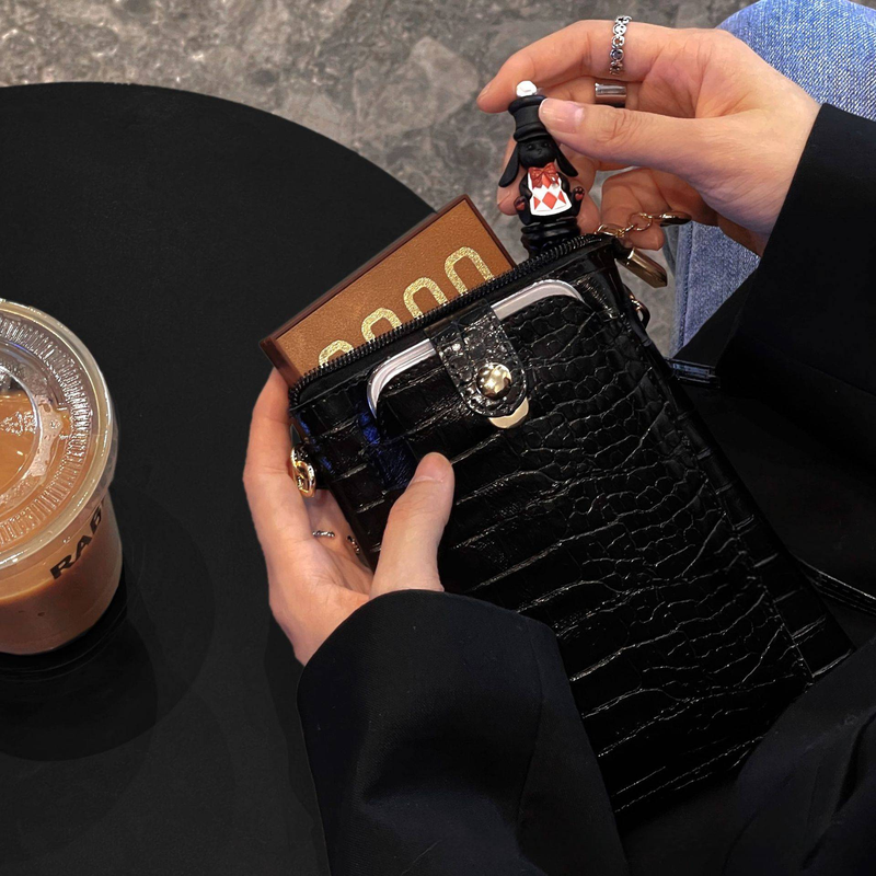 Women's Shoulder Bag Long Rope Niche Women's Mobile Phone Bag Messenger Bag Crocodile Pattern PU Leather Simple Design_voghion.com