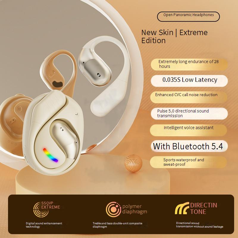 Bluetooth-oordopjes met AI-realtimevertaling - OWS Open Ear draadloze hoofdtelefoon met hifi-geluid, HD-oproepen en ondersteuning voor meerdere talen voor reizen en werk_voghion.com