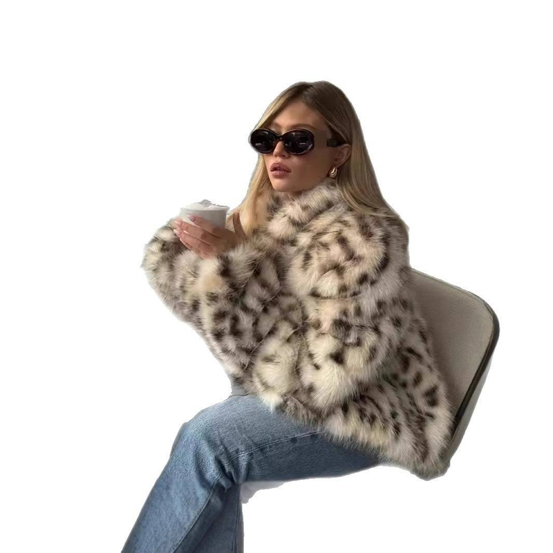 Damenbekleidung Eleganter Kunstpelzmantel mit Leopardenmuster und Reverskragen – Wintermode für Damen (S/M/L)_voghion.com