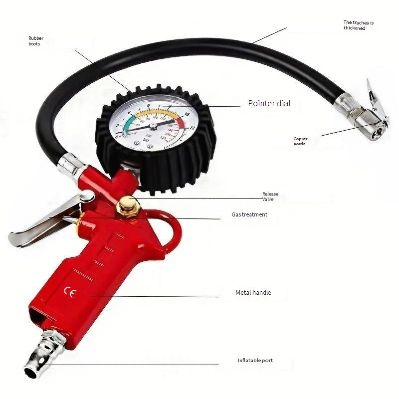 Professional Tire Pressure Gauge With Universal & American Valve Connectors - 0-220PSI High Accuracy, Portable & Durable For Cars, Bikes, Motorcycles_voghion.com