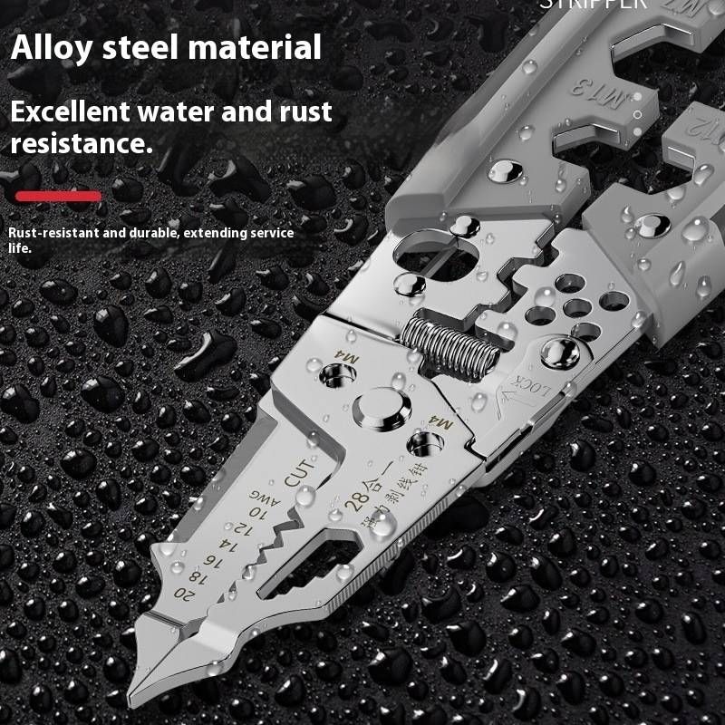 Professional Multifunctional Wire Stripper With Wrench - Heavy Duty Industrial Grade, Precision Stripping, Cutting, Twisting & Crimping Tool_voghion.com