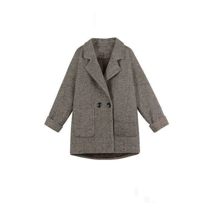 Blazer in misto lana da donna – Giacca oversize in tweed in stile classico britannico per autunno inverno, vestibilità slim casual da ufficio_voghion.com